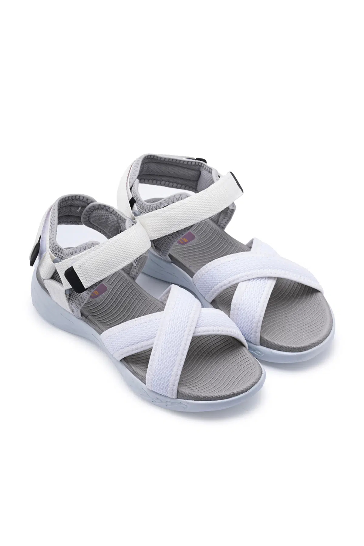 Kadın Çapraz Bant Günlük Sandalet SS001-0159 Beyaz-Gri - BEYAZ-GRİ