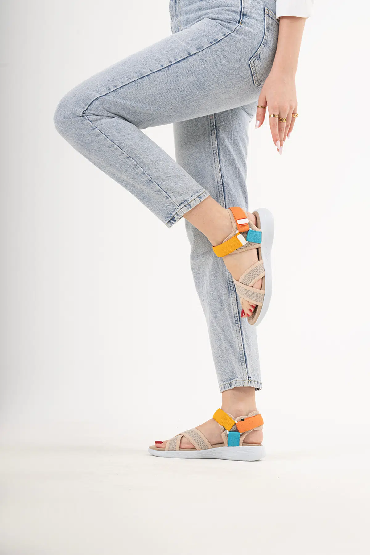 Kadın Çapraz Bant Günlük Sandalet SS001-0159 Sarı-Oranj