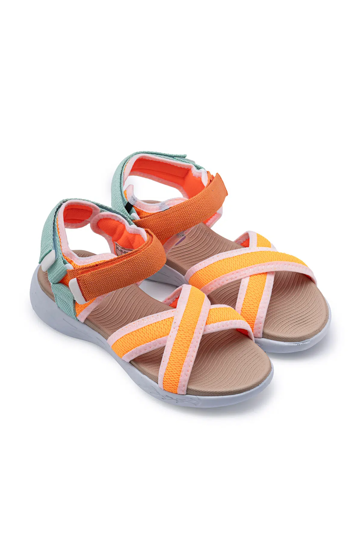 Kadın Çapraz Bant Günlük Sandalet SS001-0159 Yeşil-Oranj - YEŞİL-ORANJ