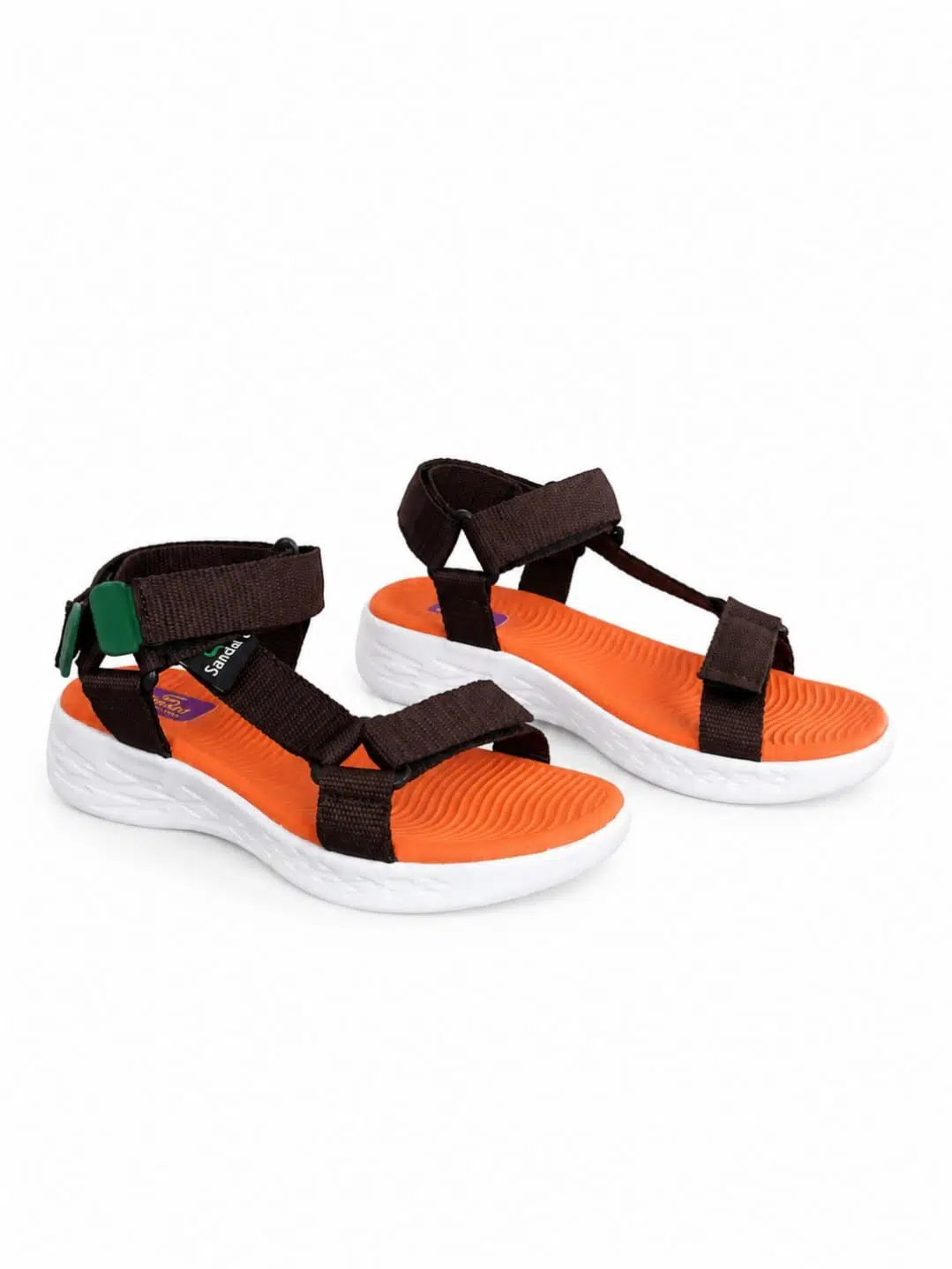 Kadın Kısa Topuk Rahat Taban Cırtlı Günlük Spor Sandalet SS001-0158 Acı Kahve