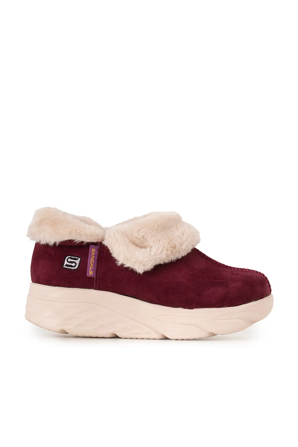 Kadın Süet Kürklü Ortopedik Ayakkabı SS001-0378 Bordo 