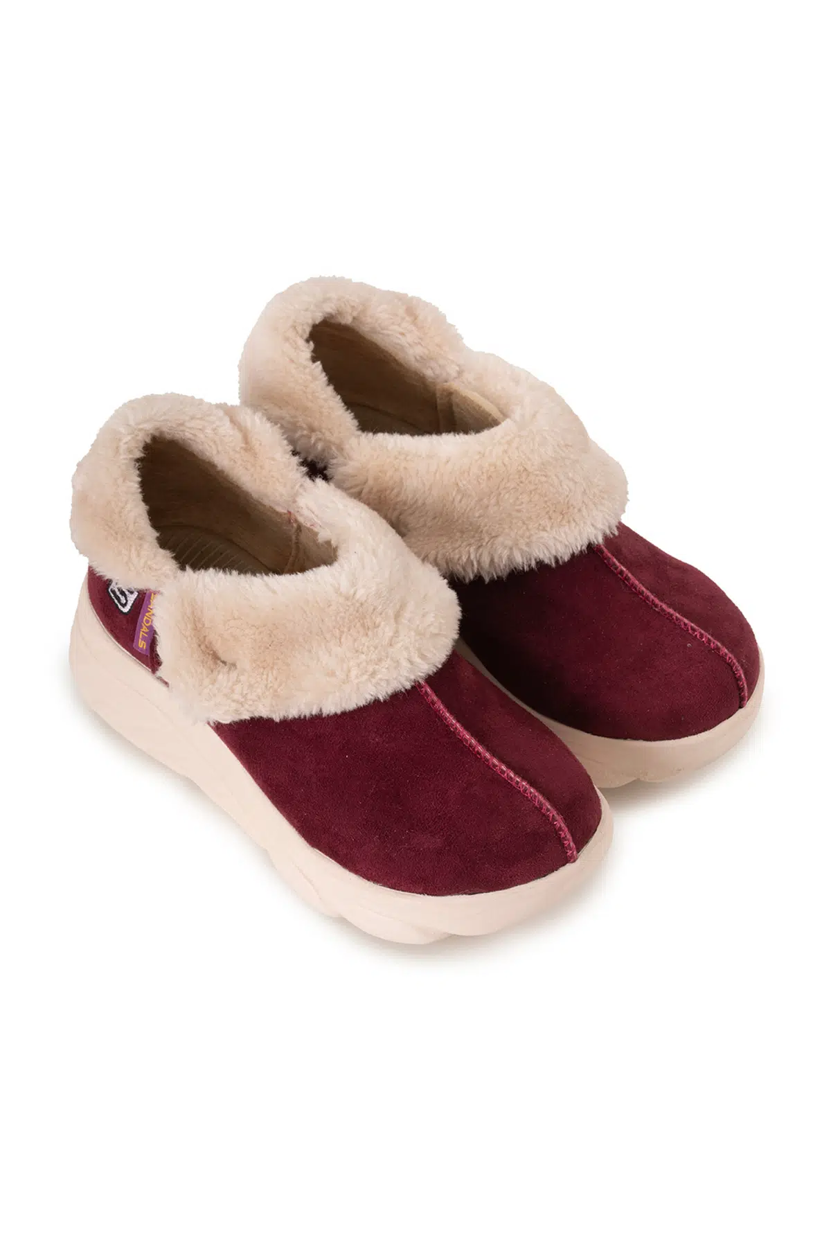 Kadın Süet Kürklü Ortopedik Ayakkabı SS001-0378 Bordo - BORDO