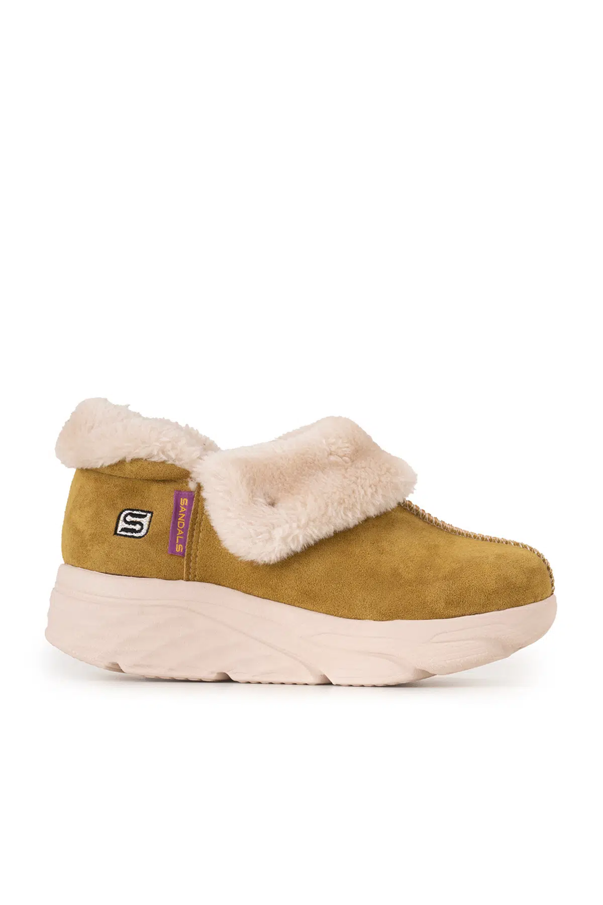 Kadın Süet Kürklü Ortopedik Ayakkabı SS001-0378 Hardal 