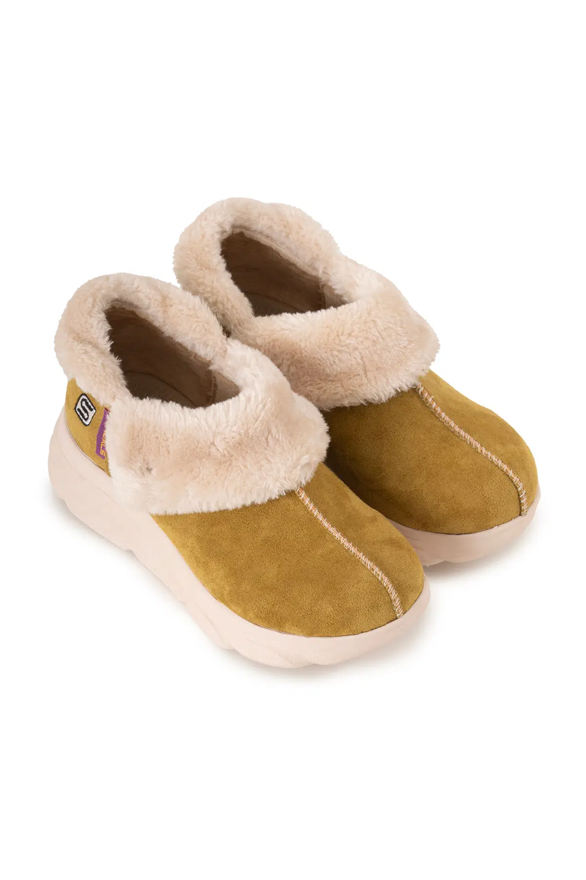 Kadın Süet Kürklü Ortopedik Ayakkabı SS001-0378 Hardal - HARDAL 